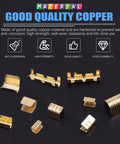 U Shape Copper Wire Crimp Terminal Kit, 525 Piece Non Insulated All In One Assortment with Open Barrel, Ring, Spade, Butt Lugs