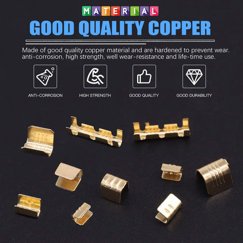 U Shape Copper Wire Crimp Terminal Kit, 525 Piece Non Insulated All In One Assortment with Open Barrel, Ring, Spade, Butt Lugs