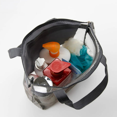 Mesh Shower Caddy Bag Portable Hanging Toiletry Organizer with Zipper for Travel Gym Swimming Camping College Dorms and Beach