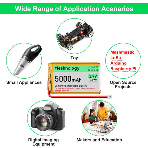 Wide range of application scenarios for High Capacity 3.7V 5000mAh LiPo Battery With USB Charger Cable 1S Protection Board.
