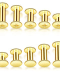 Gold finish 80 Sets Chicago Screw Leather Kit for DIY Crafts, assorted binding screws in multiple sizes with cross head studs.