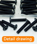 M6 X 30mm 30 Piece Pack Of Flat Head Hex Socket Cap Screws Made From 304 Stainless Steel With Black Oxide Finish, displayed in detail.