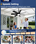 28 Inch Plug In Outdoor Ceiling Fan With Lights And Remote, LED Gazebo Hanging Fan shown installed on patio ceiling
