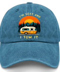 Im Sexy And I Tow It Vintage Camping RV Camper Truck Hat For Men Funny Adjustable Cap with travel design