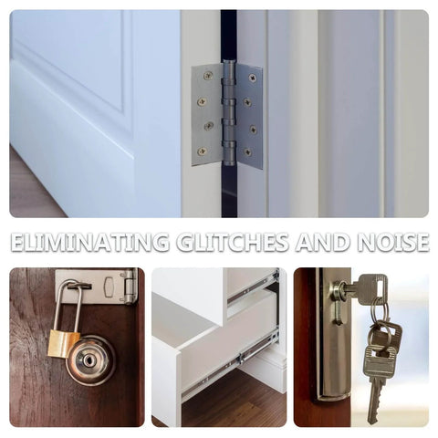 All-In-One Door And Lock Lubricant Kit With 4.4oz Bottle, 3.4oz Spray And 1oz Precision Oiler for hinges, locks, and sliding doors