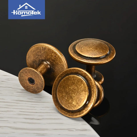 30 Pack Zinc Alloy Cabinet Knobs And Drawer Pulls Stepped Round Dresser Handles For Kitchen Cupboard Bathroom Wardrobe Hardware In Brass Bronze Durable Sturdy Finish That Elevates Any Cabinet Or Furniture Project Go To Choice shown in close-up with brass bronze finish