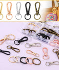50Pcs 5 Colors Push Gate Snap Hooks With Key Rings Kit For Lanyards Handbags DIY Crafts 50Mm Push Gate Clasps 25Mm Key Rings