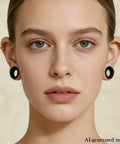AI-generated model wearing All In One Black Silicone Ear Gauges Kit For Stretching Ears With 15 Sizes From 10G To 25mm