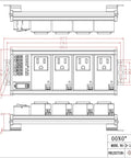 4 Channel IoT Relay Outlet Module For AC Power With Built In 10A Relays, DIN Rail Or Screw Mounting, Plug And Play Controller Integration With Arduino Raspberry Pi ESP32, Reliable Home Automation And Industrial Projects. Technical drawing with 4 outlets and dimensions.