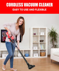 Smiling person using Cordless 120W Handheld Vacuum Cleaner That Is A Beast For Quick Cleanups Compatible With Milwaukee 18V Battery
