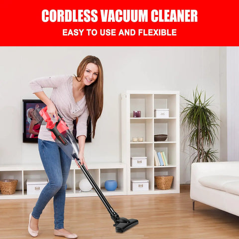 Smiling person using Cordless 120W Handheld Vacuum Cleaner That Is A Beast For Quick Cleanups Compatible With Milwaukee 18V Battery