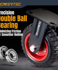6 Inch Fixed Plate Caster Wheels With Beefy Knobby Rubber Tread for heavy duty use, featuring precision double ball bearing.