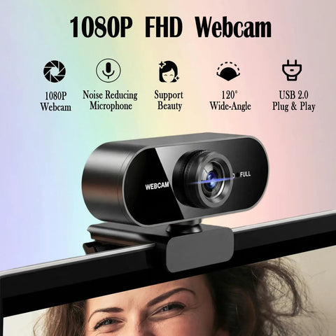 Slick 1080P HD Webcam For PC And Laptop With Dead Quiet Noise Canceling Mic And Plug And Play Setup For Smooth Video Calls Twitch Streaming And Remote Office Vibes on monitor.