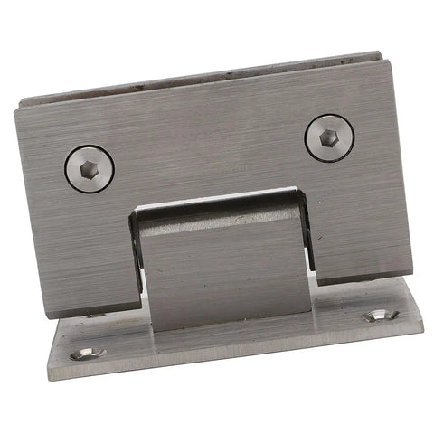 Heavy Duty Stainless Steel Shower Door Hinges with 90 Degree Auto Close for Frameless Glass Doors 8mm to 12mm, close-up view
