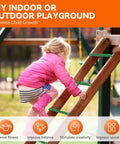 Child climbing on a playset ladder with 21 Inch Monkey Bars Kit Playground Rungs For Backyard And Indoor Outdoor Use. Enhance fitness and balance.
