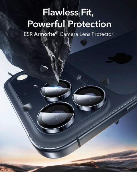 Ultra Tough HD Lens Protector For iPhone 17 Pro Max 17 Pro 16 Pro Max 16 Pro 15 Pro Max 15 Pro 14 Pro Max 14 Pro Ultra Thin Tempered Glass Shield Crystal Clear Photos Blue 1 Pack on phone.