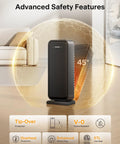 1500W Portable Ceramic Space Heater With Thermostat Oscillation And Remote For Bedroom Living Room