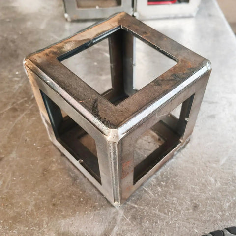 Beginner Welding Practice Kit With Magnets And Coupons, 42 Piece Set Featuring 11 Gauge Mild Steel Plates assembled into a cube