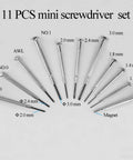 Compact 11 Piece Precision Screwdriver Set for Watch, Eyeglasses, Electronics Repair with small Phillips and flat head sizes