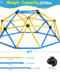 6 Ft Geometric Dome Climber For Kids Indoor Outdoor Play Set With Durable Climbing Grips Supports Up To 600 Lbs backyard gym