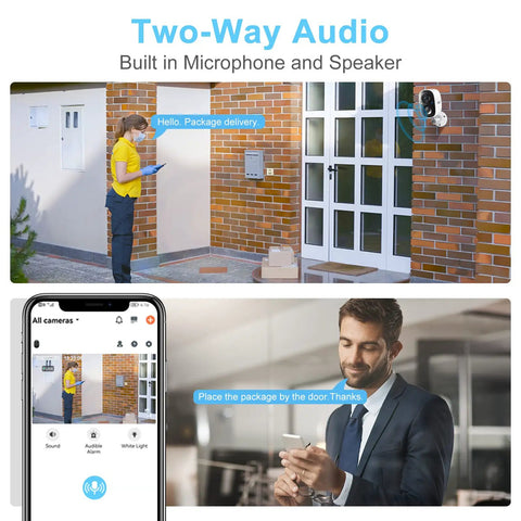 Two Pack Battery Powered Outdoor Wireless Security Cameras With 2K Color Night Vision AI Motion Detection Siren Spotlight And Two Way Talk Waterproof And Reliable