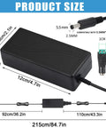 Product dimensions of 24V DC Power Supply 6A Beefy Adapter For LED Strips And Printers, 100-240V AC to 24V DC Converter, 144W