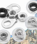 12 Piece Bike Wheel Axle Nuts and Safety Washers Kit for Front and Rear Wheels, M8 M9.5 M10 Sizes, hub nuts and washers detail