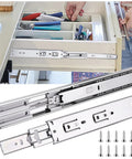 10 Inch Soft Close Drawer Slides 6 Pairs Full Extension Ball Bearing Cabinet Glides 100 Lb Side Mount Hardware for a drawer.