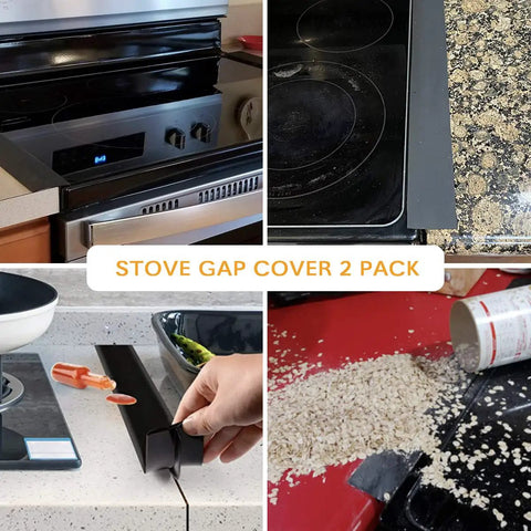 2 Pack Silicone Stove Gap Cover 21 Inch And 25 Inch Heat Resistant Easy To Clean No Mess Between Oven And Countertop Keeps Crumbs And Dust Out Durable Gap Guards