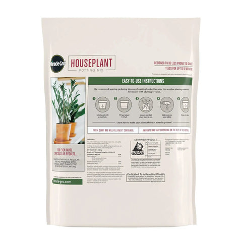 Top Shelf 4 Quart Indoor Plant Potting Mix Loaded With Fast Feeding Fertilizer for easy repotting and care instructions.