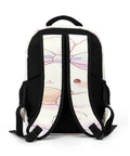 Back of Rainbow Bow Kawaii Rabbit Printed Unisex Backpack with large capacity and breathable straps