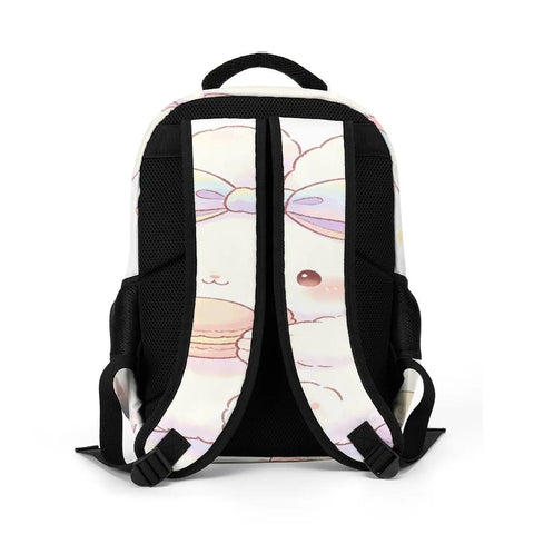 Back of Rainbow Bow Kawaii Rabbit Printed Unisex Backpack with large capacity and breathable straps