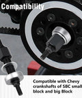 Chevy Harmonic Balancer Installation Tool 66515 for SBC and BBC Cranks showcasing compatibility with crankshafts