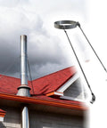 Beefy Stainless Steel Roof Chimney Support Brace Adjustable Extended Pipe Bracket on red roof with chimney