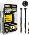 Size 10 By 4 Inch Black Knurled Wood Deck Screws Self Tapping with Torx T25 Drive 70 Pieces Set Includes Free 50mm Bit
