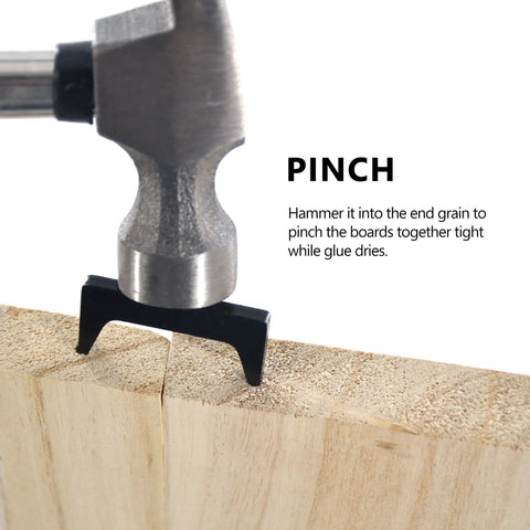 Pinch Dog Clamp Kit 10Pcs 2 Inch Woodworking Clamps For Glued Panels And Edge Joints used with hammer on wood edge
