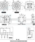 High Performance 25 Mm C7 Ballscrew Kit With SFU2510 Lead And Single Nut Plus BF20 And HM20 Supports Dsg25H Coupler For Nema32 Motor Ready Parts, dimension diagram