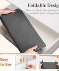 Foldable design of Six Tier Over The Door Shoe Organizer With Deep Fabric Pockets in gray, showing space-saving storage.