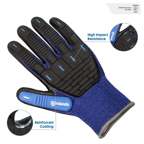 Cut Resistant Work Gloves With Power Grip For Men And Women ANSI A5 Impact Protection Heavy Duty HPPE Safety Gloves