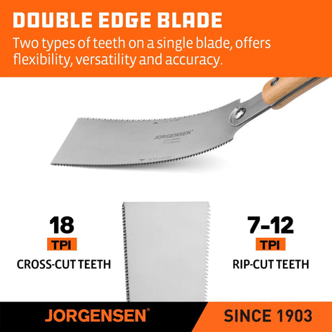 Ryoba 7 Inch Double Edge Japanese Pull Saw for Pro Grade Fine Woodworking, Flush Cuts with Smooth Chip Removal, Geometric Teeth, Two Sided Blade for Versatile Detail Work, Trim and Craft Projects Made Easy, 7-inch SK5 steel blade