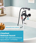 Oil Rubbed Bronze Wall Mount Clawfoot Bathtub Faucet With Handheld Sprayer, 360 Degree Swivel Spout in vintage tub setting