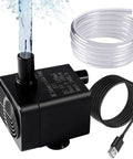 Automatic Mini Sewage Pump With Water Sensor, 3 Feet Lift, 100 GPH, with USB power cable, and clear hose