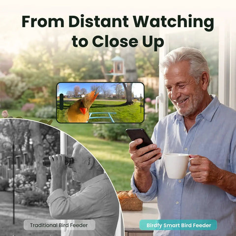 Smart Bird Feeder With 2K AI Camera And Solar Power, Auto Record Videos, Real Time Alerts used in backyard bird watching