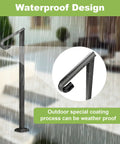 Heavy Duty Outdoor Stair Handrail For One To Two Steps, 38 Inch Wrought Iron Single Post, Rustproof Black Stair Railing Kit With Assembly Tools For Concrete Or Wood Steps, Includes Inline Post Bracket And Easy Install Hardware For Quick Setup in rain