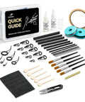 Complete 3-In-1 Fishing Rod Tip Repair Kit Loaded With Pro Gear To Restore Broken Tips And Refit Split Guides Fast So You Can Keep Tight Lines No Sweat Ever, showing tools and materials for rod repair.