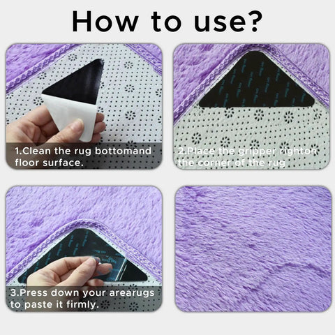 Instructions for Four Pack Non Slip Rug Pads For Hardwood Floors And Tile Grippers That Keep Rugs In Place.
