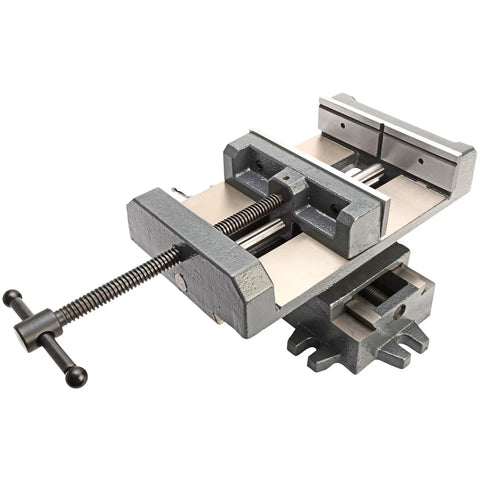 Heavy Duty Cross Slide Drill Press Vise With Extra Tall Jaws Sliding Clamp Handle and Precision Castings, 8 inch grip.