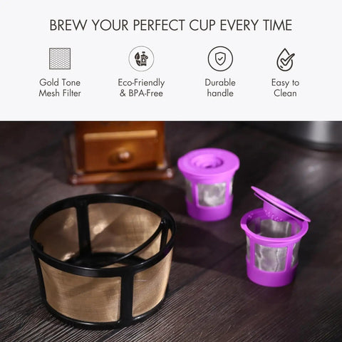 Reusable Gold Tone Mesh Coffee Filter With 2 Refillable K Cup Pods For Keurig K Duo Essentials And K Duo Brewers Machine Easy Clean Design Money Saving Value Pack