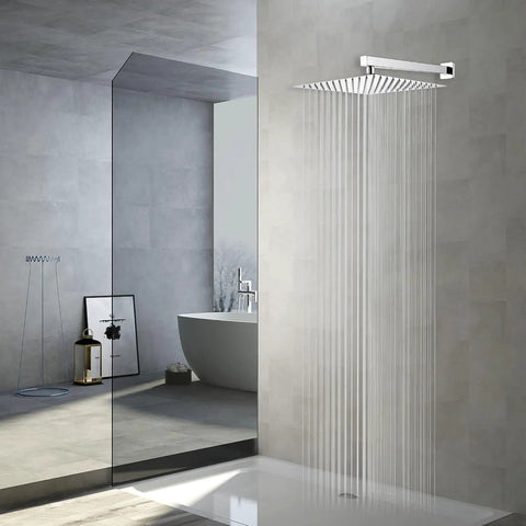 16 Inch Square Stainless Steel Rainfall Shower Head High Pressure Chrome Finish With Silicone Jets for wide coverage