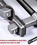 Close-up of Heavy Duty No Nonsense Adjustable Bearing Separator Removal Tool with steel balls and two jaw gear.